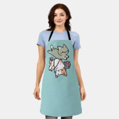 Tablier Pattes et Jeux – Illustration de chat adorable (Porté)