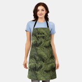 Tablier Paume mousseux Feuille Motif vert ID831 (Porté)