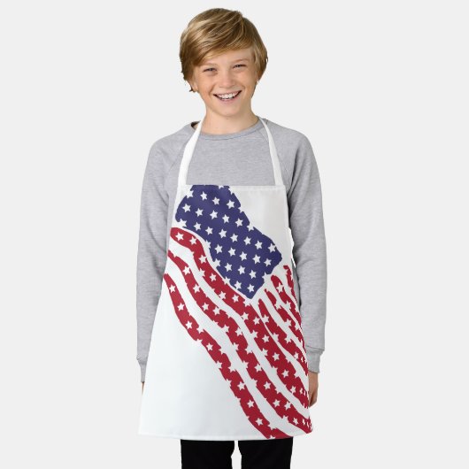 Tablier Pavillon bleu rouge (Porté)