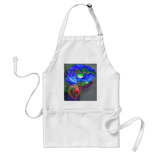 Tablier pavot bleu floral Abstrait (Devant)