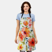 Tablier Pavot floral gai et clair (Porté)