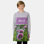 Tablier Pavot rose Fleurs pourpres Filles Enfants Apron (Porté)