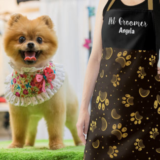 Tablier Paw en or noir pour animal de compagnie personnali