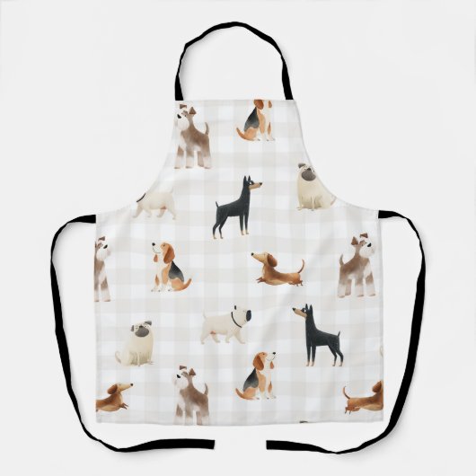 Tablier Paws Gingham jolis chiens (Recto)