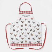 Tablier Pays Chèques rouges Motifs de poulet (Recto)