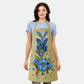 Tablier Pays Moderne Bleu Floral (Porté)