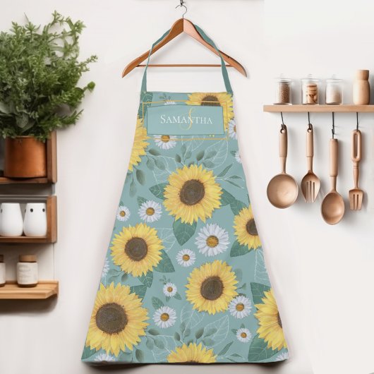 Tablier Pays Tournesol jaune Nom du monogramme Apron