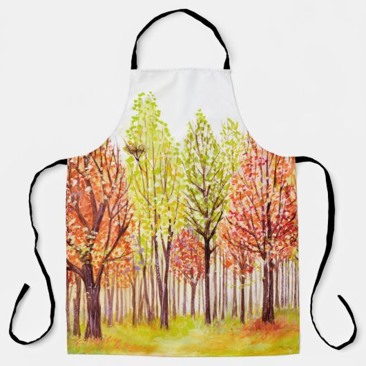 Tablier Paysage aquarelle avec arbres d'automne (Recto)