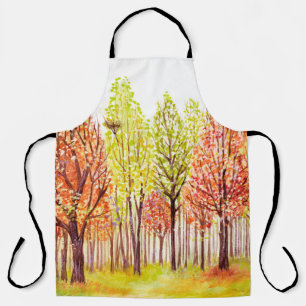 Tablier Paysage aquarelle avec arbres d'automne