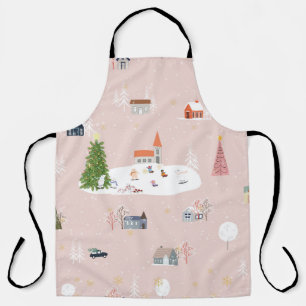 Tablier Paysage de Noël mignon et motif en t