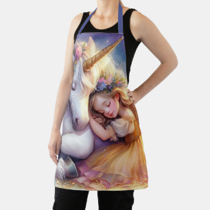 Tablier Paysage de rêve de licorne de fille endormie