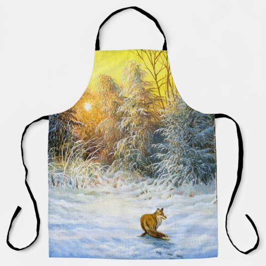 Tablier Paysage hivernal avec renard en déclin (Recto)