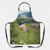 Tablier Paysage rural paisible avec roses sauvages (Recto)