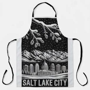 Tablier Paysage urbain de Salt Lake City en noir et blanc