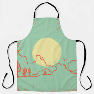 Tablier Paysage vintage du désert avec Cactuses et Canyon.