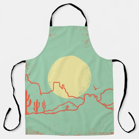 Tablier Paysage vintage du désert avec Cactuses et Canyon. (Recto)