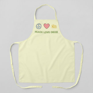 Tablier Peace Love Cheese Yellow Retro Apron