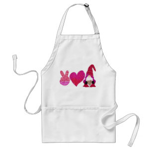 Tablier Peace Love Gnome Sublimation de la Saint Valenti
