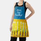 Tablier Peace Love Hanoukka Script Jaune Menorah Personnal (Insitu)