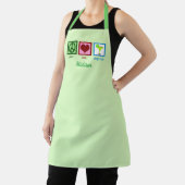 Tablier Peace Love Margaritas Cute Custom Green Bartender (Insitu)