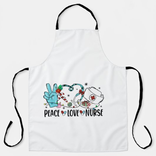 Tablier Peace Love Nurse Christmas (Recto)