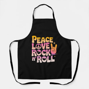 Tablier Peace Love Rock n Roll - Typographie inspirée par