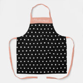 Tablier Peach Bridesmaid noir et blanc Polka Dot Name (Recto)