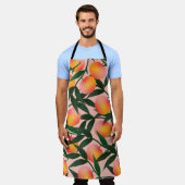 Tablier Peach pattern on pink background. Hand drawn fruit (Porté)