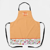 Tablier Peach Personalized Floral Colorful Wild Flowers (Recto)