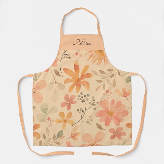 Tablier Peachy—motif floral rose doré (Recto)