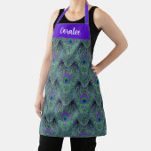 Tablier Peacock Feather Design en violet Turquoise (Insitu)