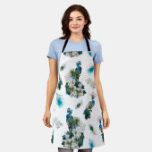 Tablier Peacock Plumes sur blanc Running Motif Clutch (Porté)