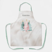 Tablier Pearl White Mint Pink Noël Arbres (Recto)