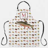 Tablier Pêche à la mouche Truite Pêcheur Mouches Aquarelle (Recto)