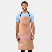 Tablier Pêche & Coeur Rose & Ciel Bilingue "Amada" "Loved" (Porté)