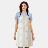 Tablier Pêche et Blancs - Coeurs, Fleur, Empreinte de patt (Porté)