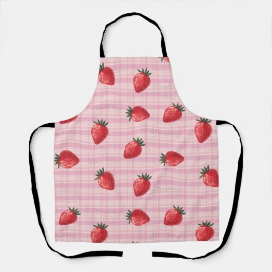 Tablier Pêcher à carreaux fraise (Recto)