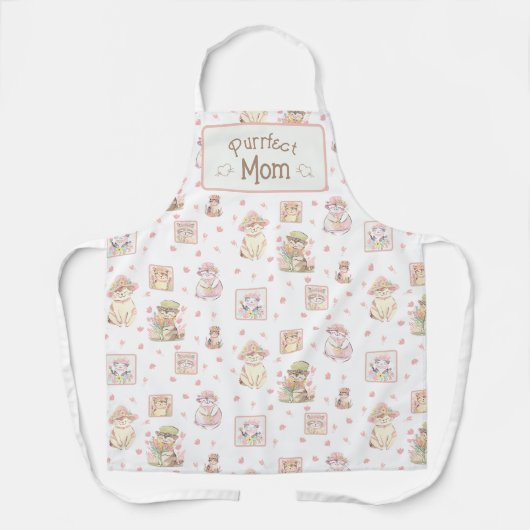 Tablier Pêcher Boho Purrfect Maman Chat Printemps Fleurs C (Recto)