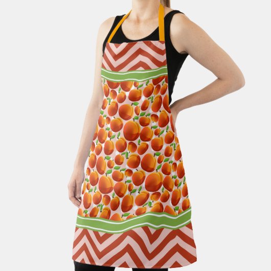 Tablier Pêches Mignonnes à pois et chevron orange (Insitu)