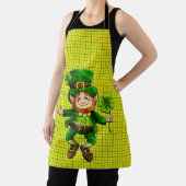 Tablier Peggy Ann All Over Gold Plaid St Patrick's Apron (Insitu)