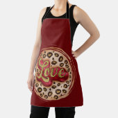 Tablier Peggy Ann Maroon Love Leppard Kitchen Apron (Insitu)