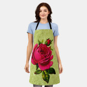 Tablier Peggy Ann sur le vert Rose Cuisine Apron (Porté)