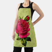 Tablier Peggy Ann sur le vert Rose Cuisine Apron (Insitu)