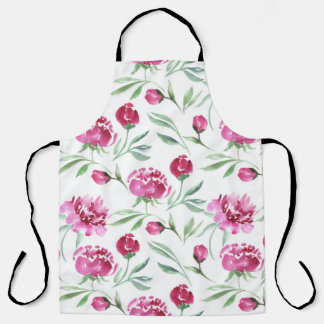Tablier Peine rose : Motif de fleurs d'aquarelle
