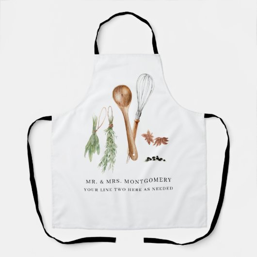 Tablier Peint à la main rustique Pays Cuisine Monogramme (Recto)