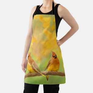 Tablier Peinture à cire de cèdre - Mignonne Oiseau Sauvage