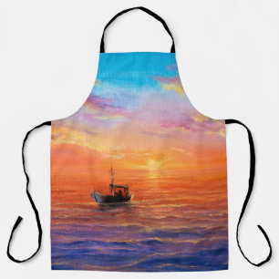 Tablier Peinture à l'huile abstraite de bateau de pêche e