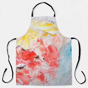 Tablier peinture à l'huile colorée sur la toile, brosse, c