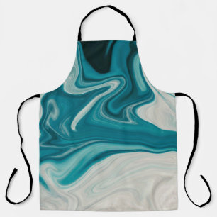 Tablier Peinture abstraite blanche et turquoise