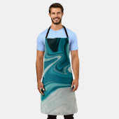 Tablier Peinture abstraite blanche et turquoise (Porté)